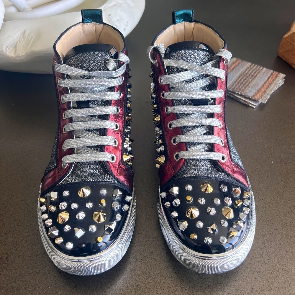 JUMP NEW YORK Men’s 75 By Jump Black | Red Mid Top Spike Toe Size 10 USA 43 EUR
